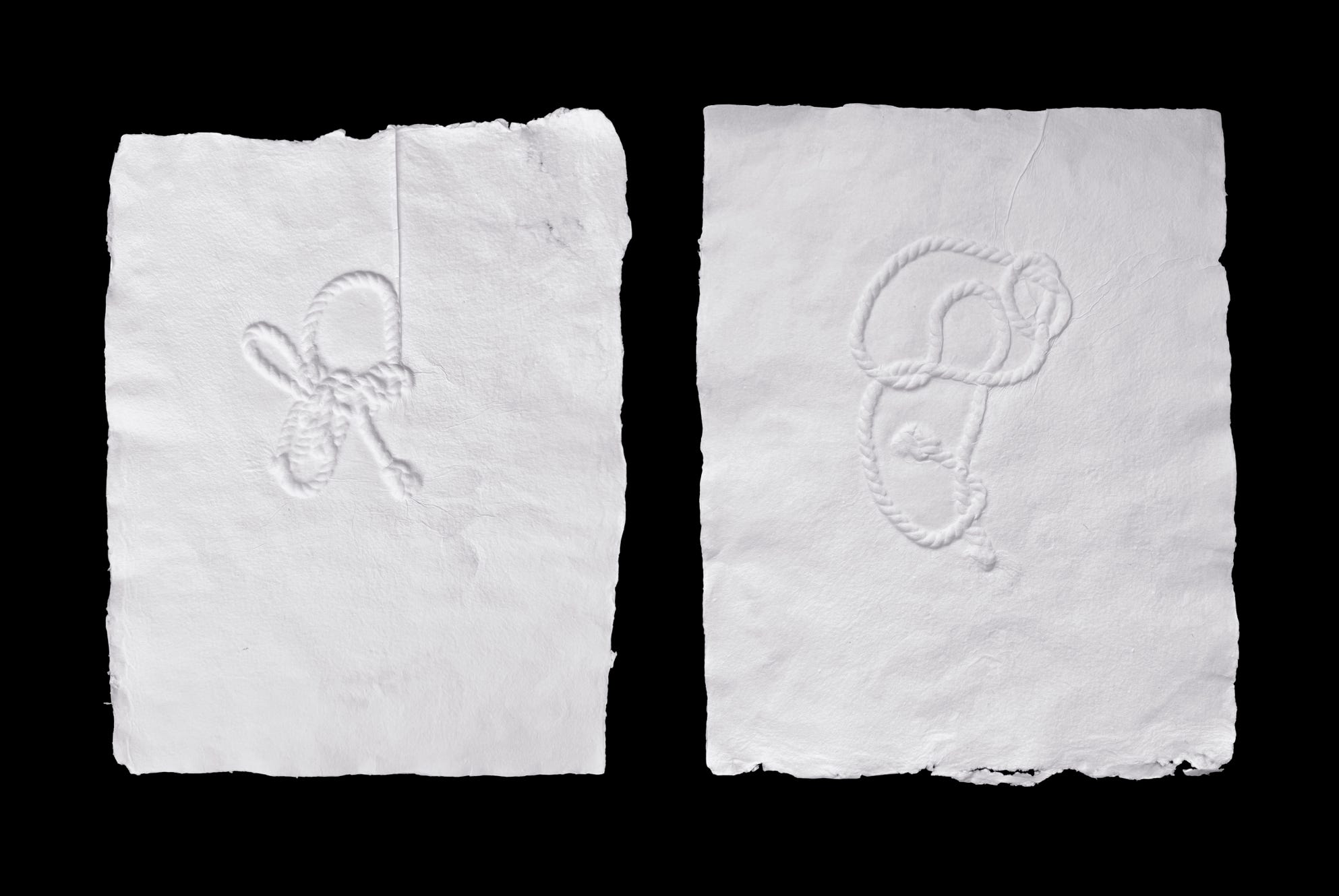 GRAPHIC WORK SERIE OF TWO, EMBOSSED BLIND PRINT ON PAPER 44 X 56 CM